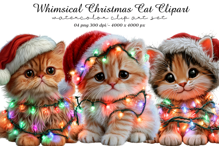 Whimsical Christmas Cat Clipart