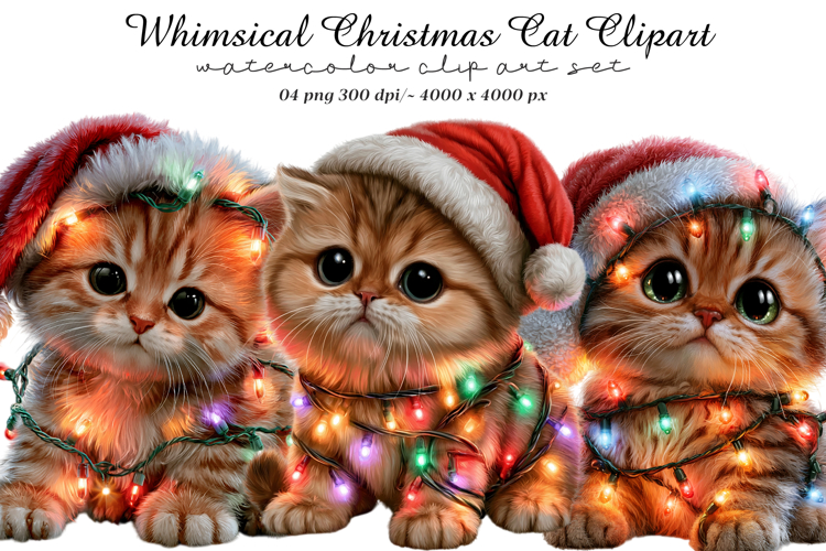Whimsical Christmas Cat Clipart