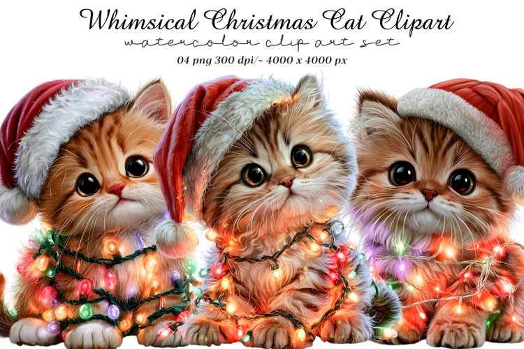 Whimsical Christmas Cat Clipart