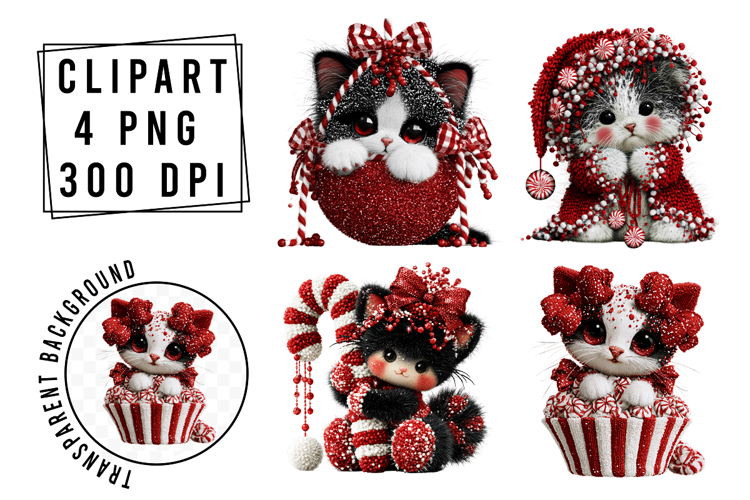 Whimsical Christmas Cat Clipart