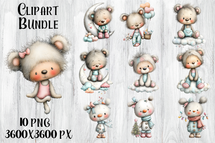 Whimsical Christmas clipart. Winter animal Sublimation