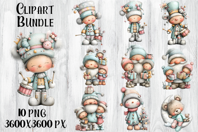 Whimsical Christmas clipart. Winter animal Sublimation