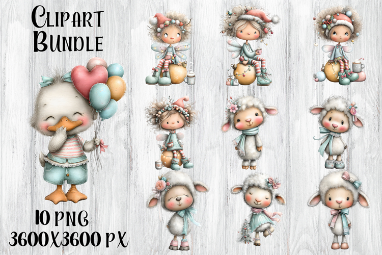 Whimsical Christmas clipart. Winter animal Sublimation