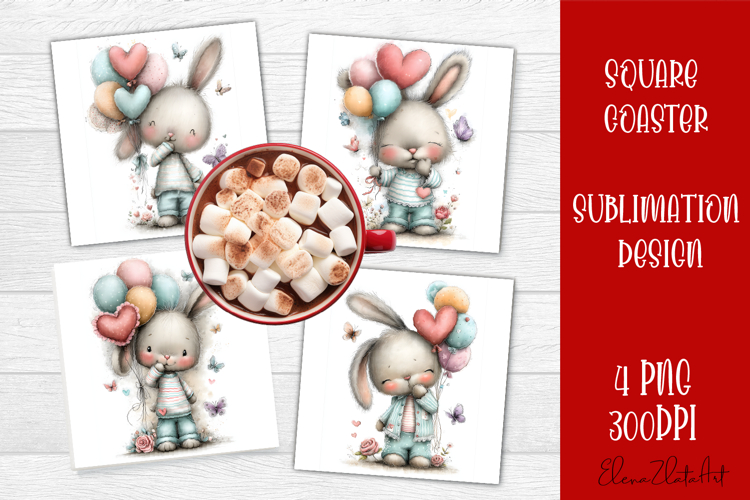 Whimsical Christmas Coaster Design | animal Square Coaster