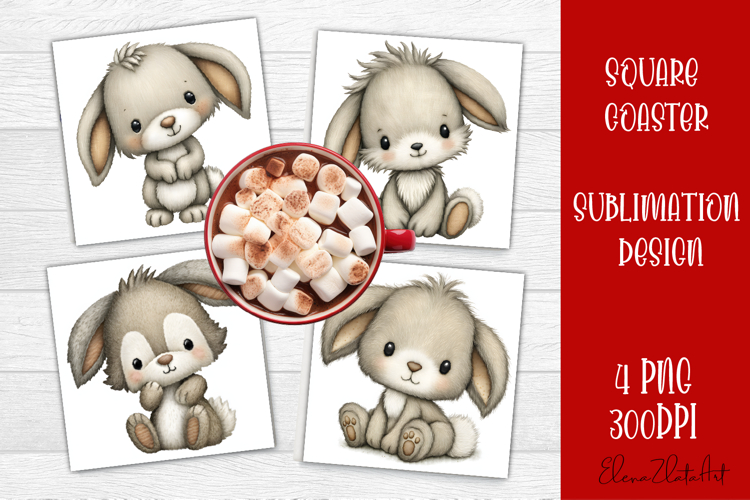 Whimsical Christmas Coaster Design | animal Square Coaster