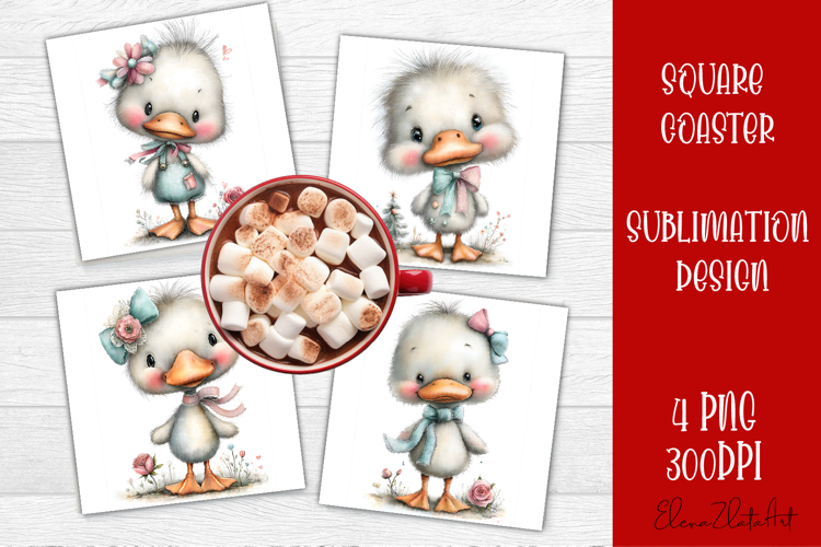 Whimsical Christmas Coaster Design | animal Square Coaster