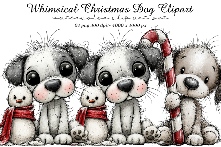 Whimsical Christmas Dog Clipart