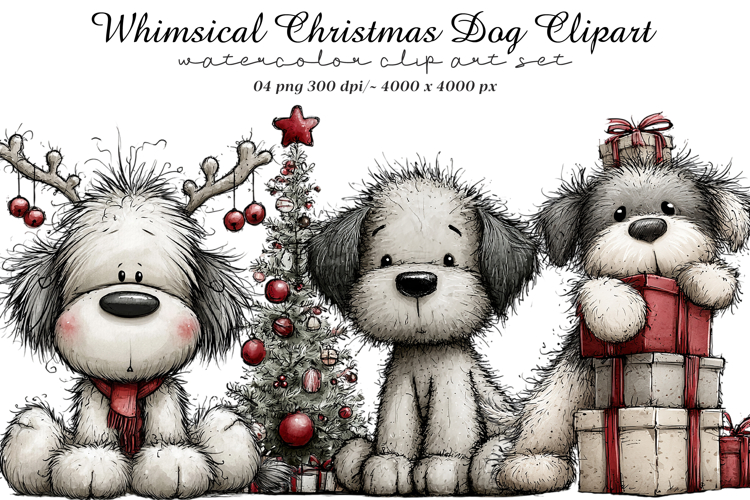 Whimsical Christmas Dog Clipart