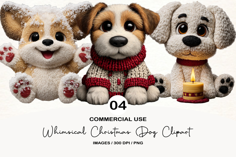 Whimsical Christmas Dog Clipart