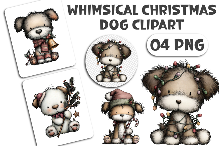 Whimsical Christmas Dog Clipart