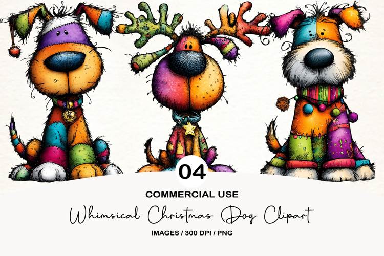 Whimsical Christmas Dog Clipart