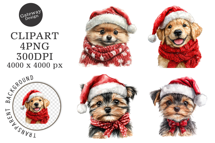 Whimsical Christmas Dogs Clipart