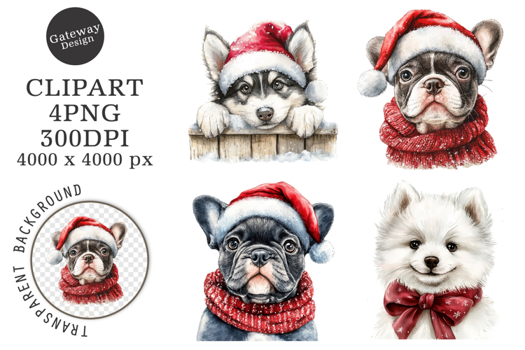 Whimsical Christmas Dogs Clipart