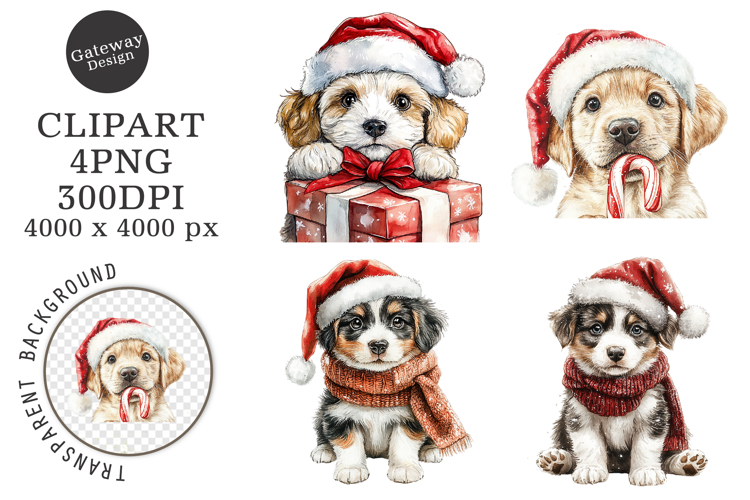 Whimsical Christmas Dogs Clipart