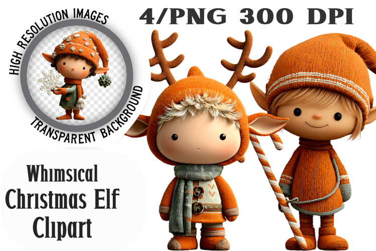 Whimsical Christmas Elf Clipart