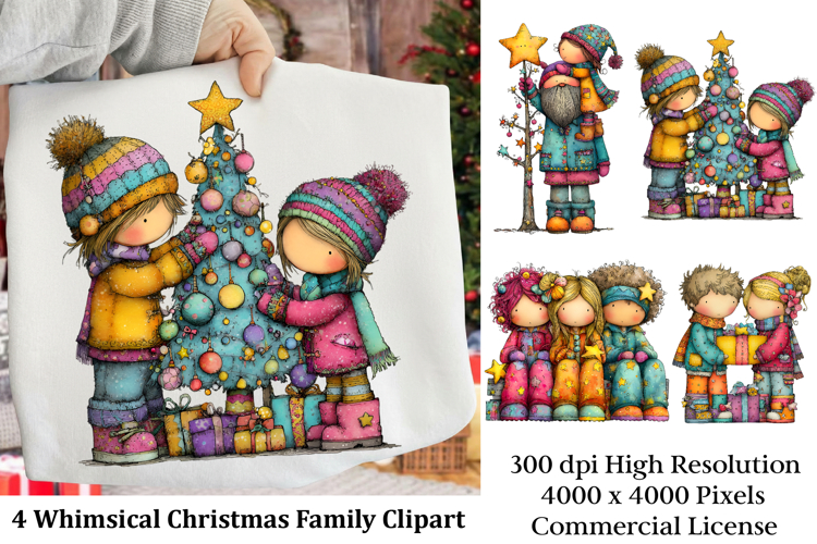 Whimsical Christmas Family Clipart