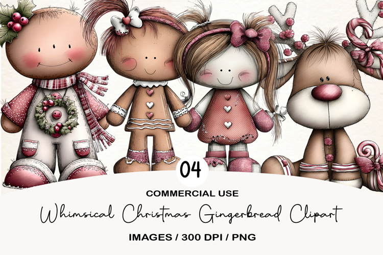 Whimsical Christmas Gingerbread Clipart