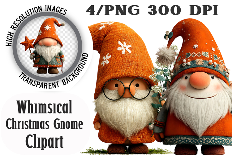 Whimsical Christmas Gnome Clipart