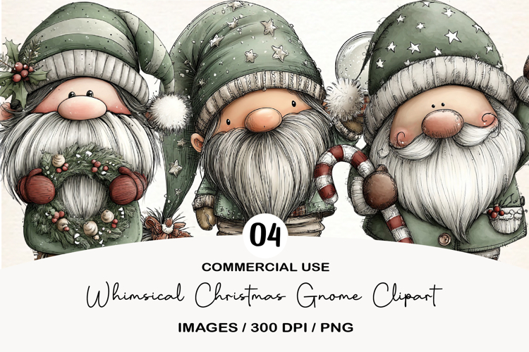 Whimsical Christmas Gnome Clipart