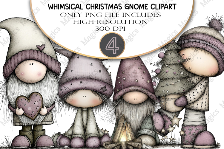 Whimsical Christmas Gnome Clipart