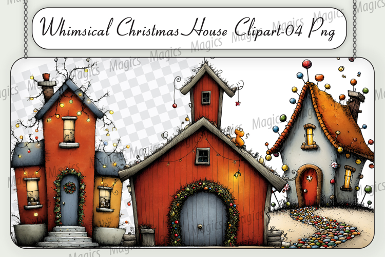 Whimsical Christmas House Clipart
