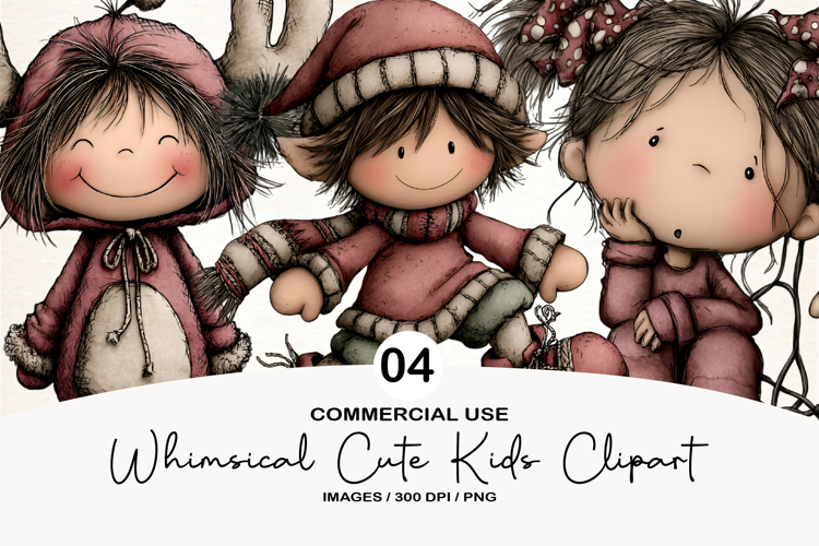 Whimsical Christmas Kids Clipart