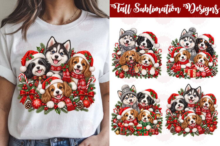 Whimsical Christmas Peeking Dog Clipart example image 1
