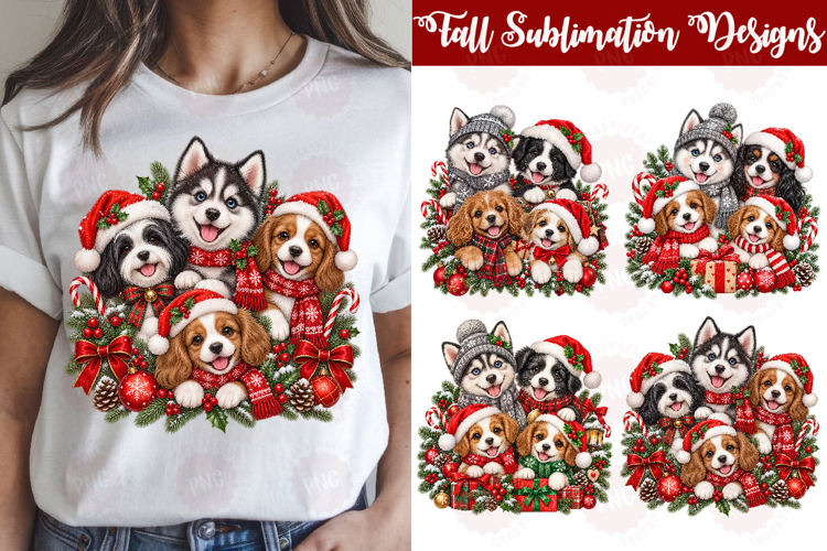 Whimsical Christmas Peeking Dog Clipart