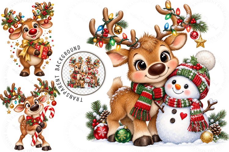Whimsical Christmas Reindeer PNG, Funny Christmas Reindeer