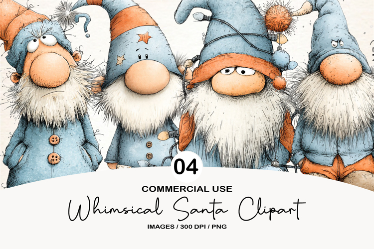Whimsical Christmas Santa Clipart