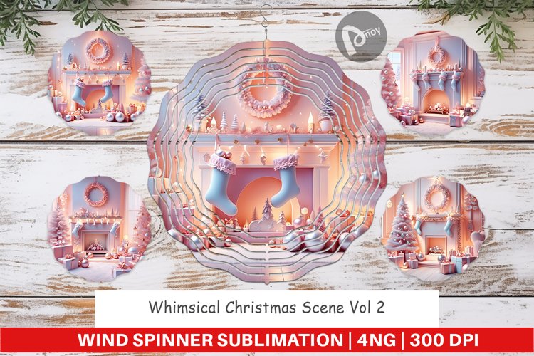 Wind Spinner Whimsical Christmas Scene