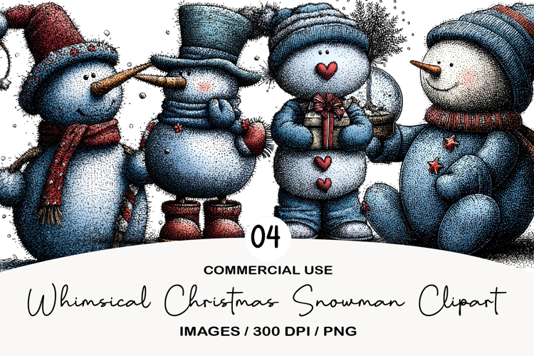 Whimsical Christmas Snowman Clipart