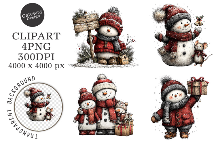 Watercolor Christmas Penguin Clipart