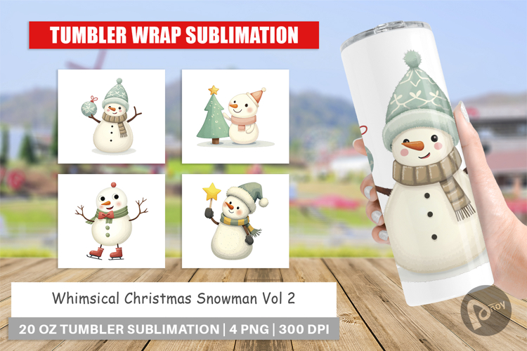 Tumbler Whimsical Snowman Christmas