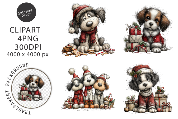 Whimsical Christmas Spaniel Dog Clipart