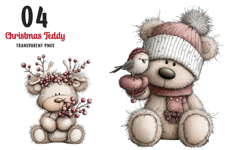 Whimsical Christmas Teddy Bear Clipart