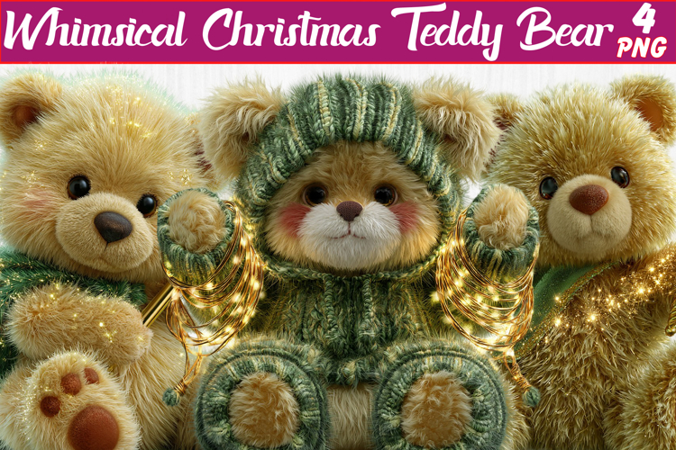 whimsical christmas teddy bear clipart