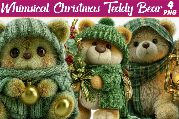 whimsical christmas teddy bear clipart