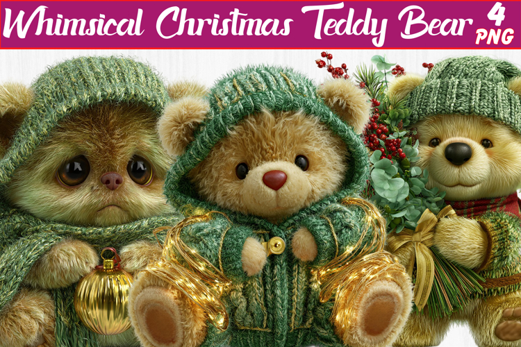 whimsical christmas teddy bear clipart