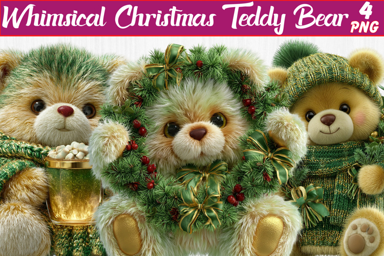 whimsical christmas teddy bear clipart
