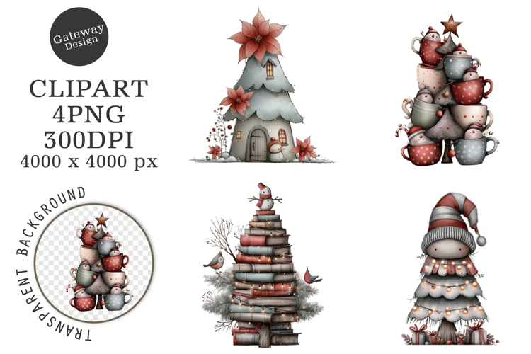 Whimsical Christmas Tree Clipart example image 1