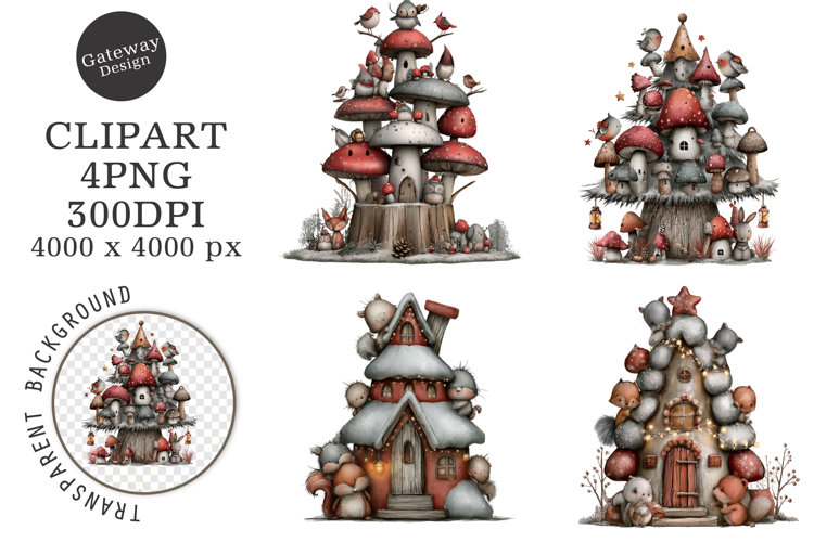Whimsical Christmas Tree Clipart example image 1