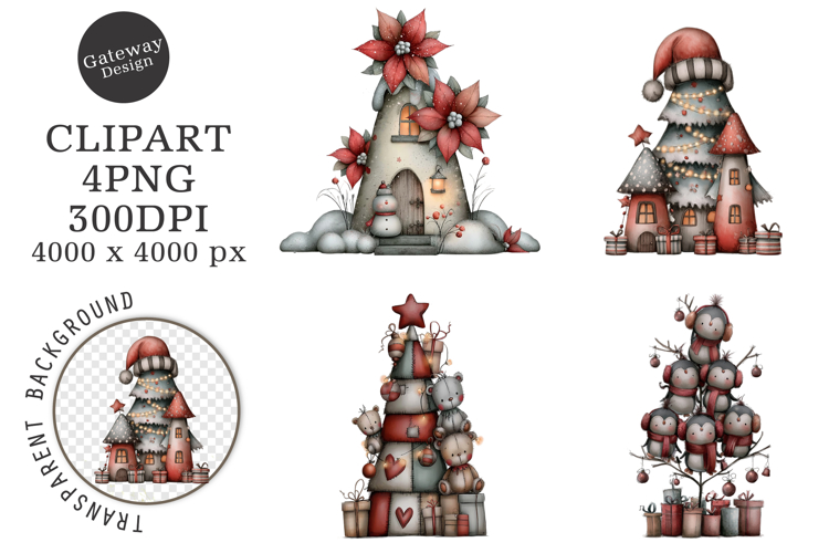 Whimsical Christmas Tree Clipart example image 1