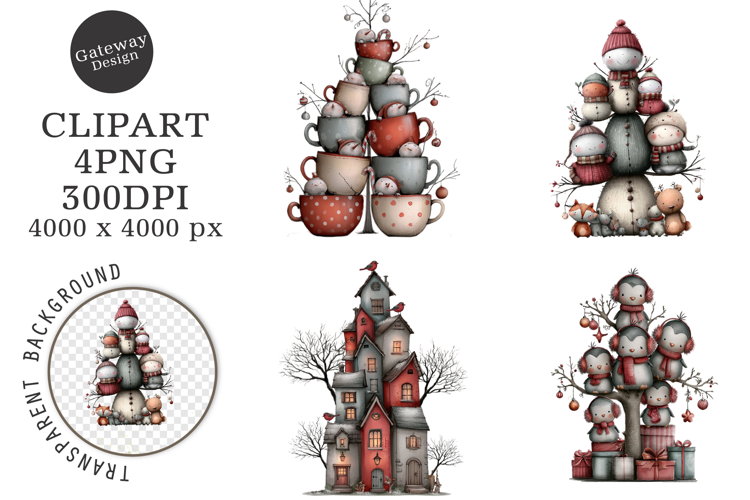 Whimsical Christmas Tree Clipart example image 1