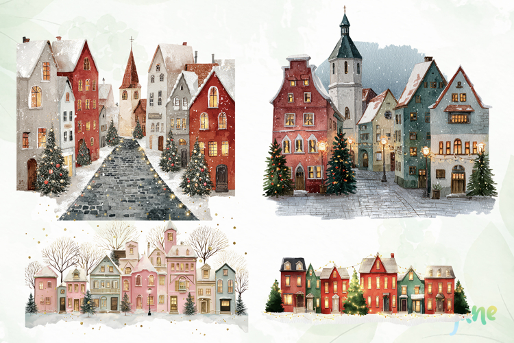 Whimsical Christmas Village Sublimation