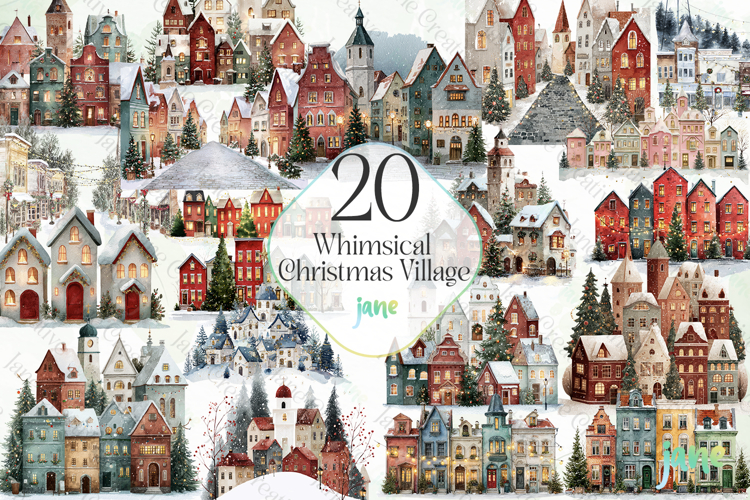 Whimsical Christmas Village Sublimation
