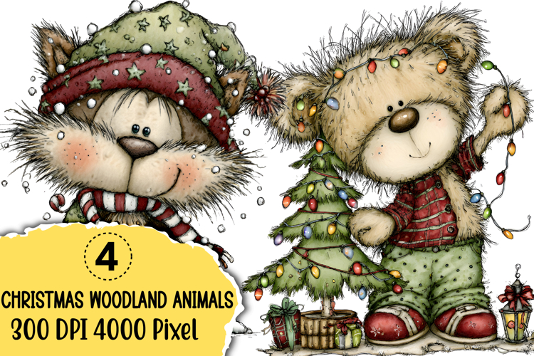 Whimsical Christmas Woodland Animals Sublimation