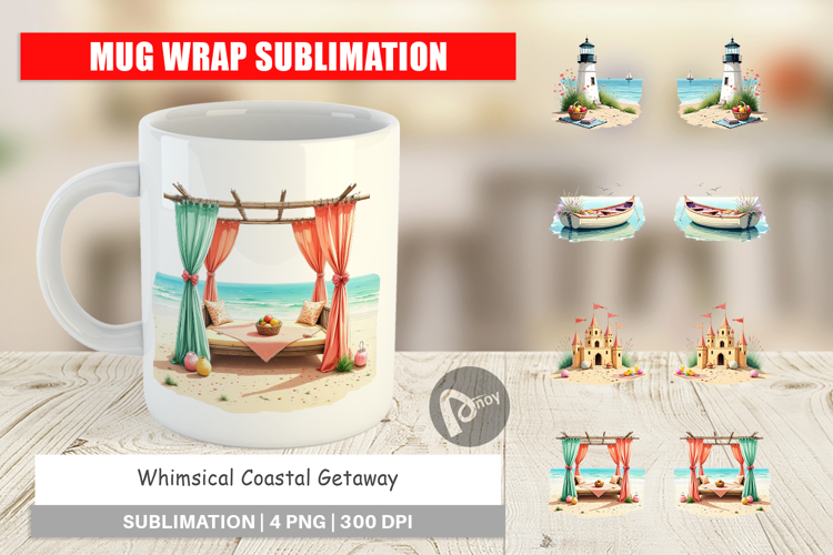 Mug Wrap Whimsical Coastal Escape