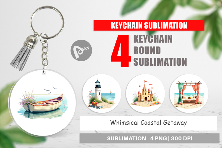 Keychain Whimsical Coastal Escape
