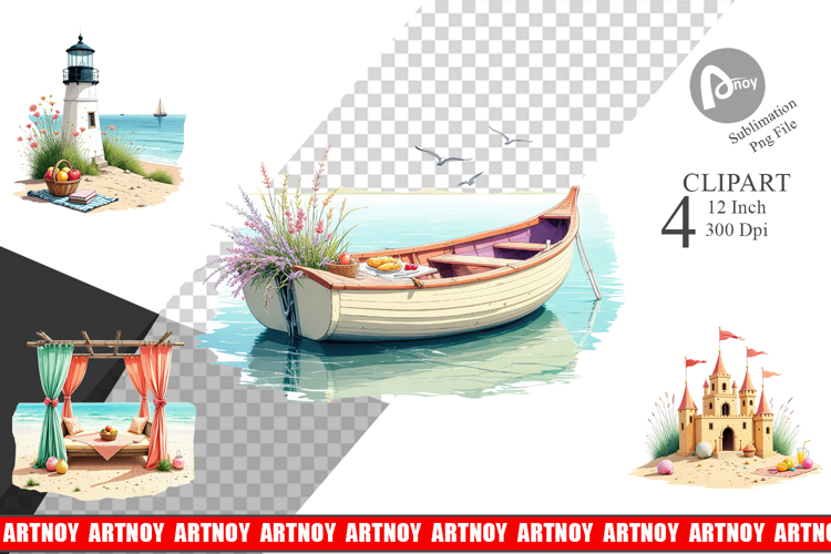 Whimsical Coastal Escape Clipart example image 1